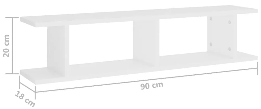 Ραφιέρες Τοίχου 2 τεμ. Λευκό 90 x 18 x 20 εκ. από Μοριοσανίδα - Λευκό
