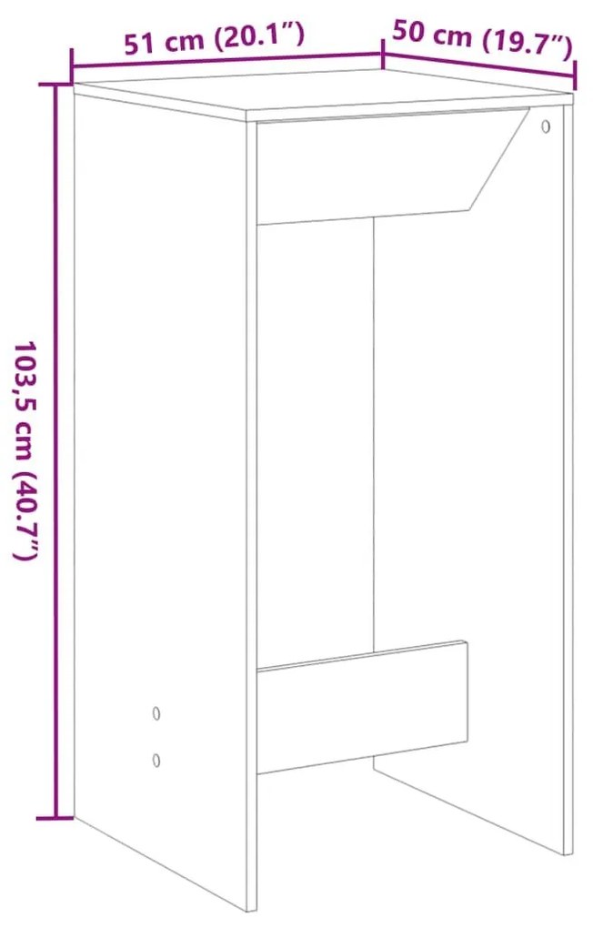 Τραπέζι Μπαρ Μαύρο 51x50x103,5 εκ. Επεξ. Ξύλο - Μαύρο