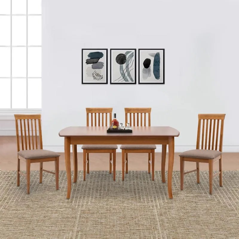 Σετ τραπεζαρίας Belfast Megapap 5 τμχ μασίφ ξύλο - MDF με επεκτεινόμενο τραπέζι 150/200x89x78εκ.