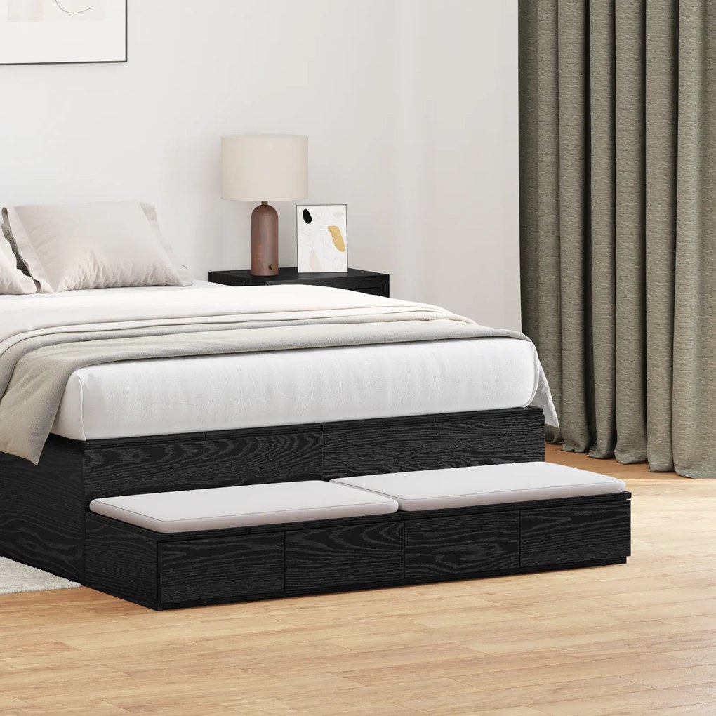 vidaXL Κομοδίνα Μαύρα 120x36.5x16.5 εκ Επεξεργασμένο Ξύλο