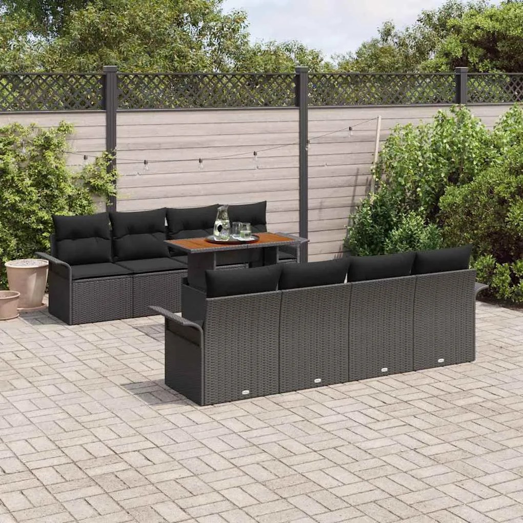 vidaXL Σετ Καναπέ Κήπου με μαξιλάρι 7 pcs Μαύρο 100 x 55 x 73 εκ