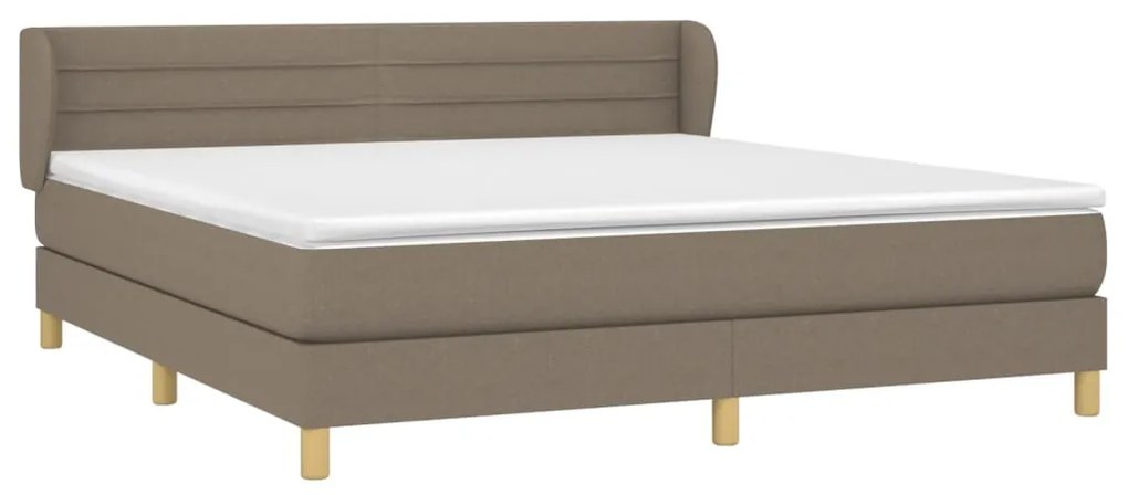 Κρεβάτι Boxspring με Στρώμα Taupe 160x200 εκ. Υφασμάτινο - Μπεζ-Γκρι