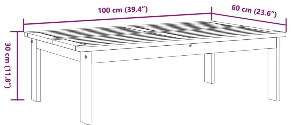 Τραπέζι Κήπου 100 x 60 x 30 εκ. από Μασίφ Ξύλο Ακακίας - Καφέ