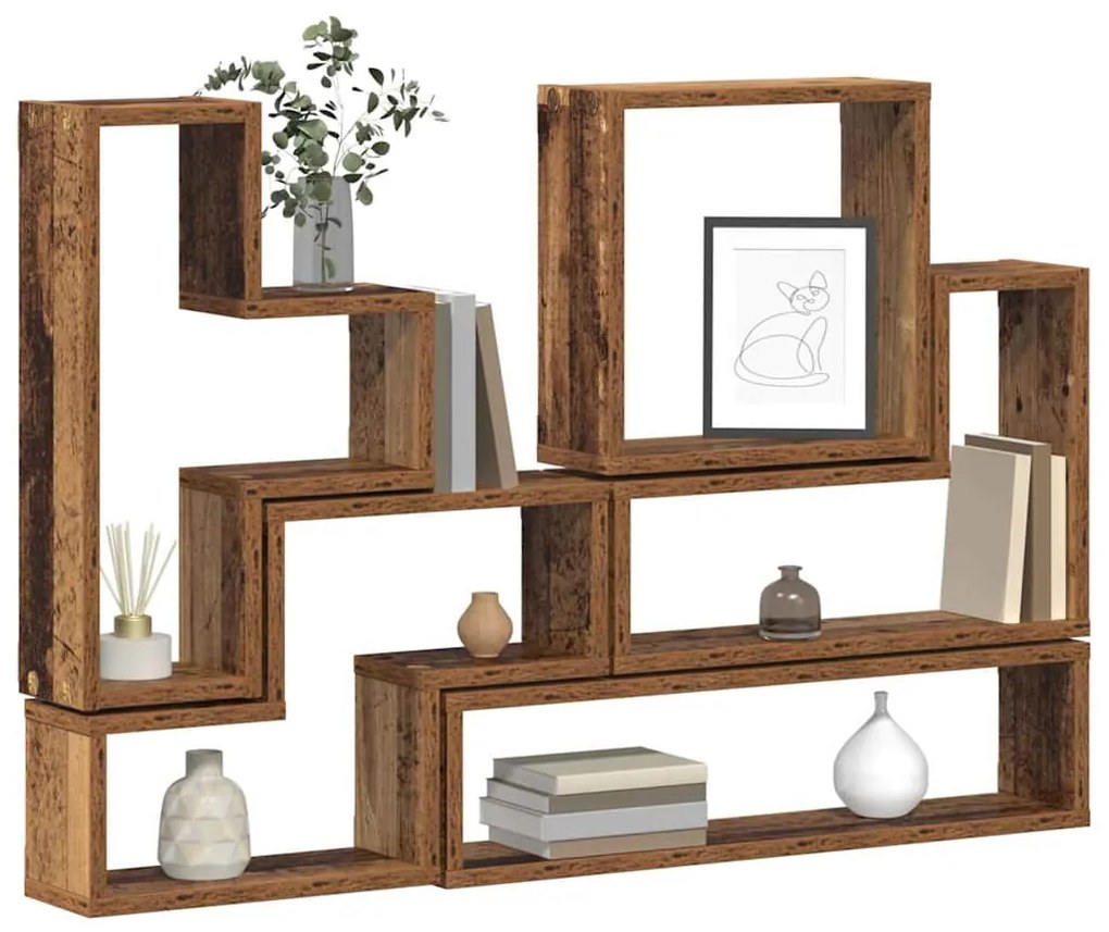 vidaXL Κύβος Τοίχου Παλαιό ξύλο 96 x 12 x 64 εκ. Επεξεργασμένο ξύλο