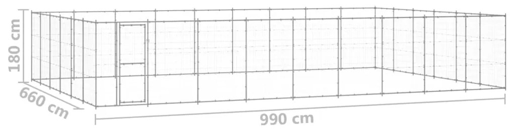 vidaXL Κλουβί Σκύλου Εξωτερικού Χώρου 65,34 μ² από Γαλβανισμένο Χάλυβα