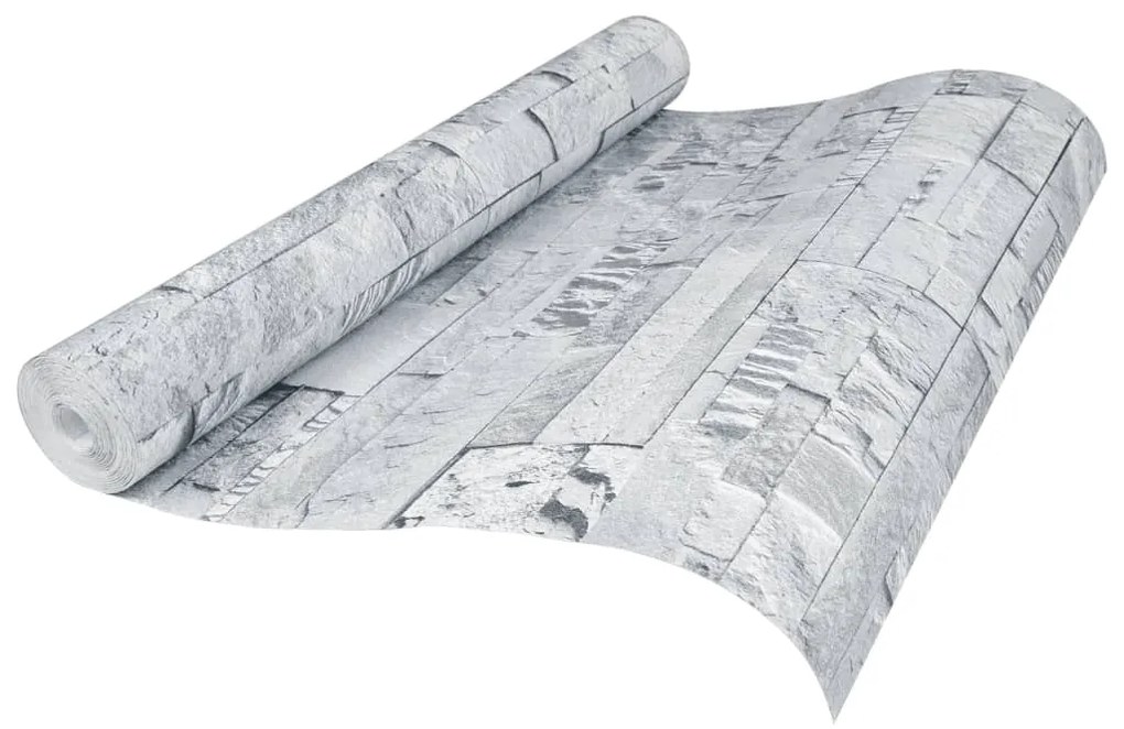 vidaXL Ταπετσαρία 3D με Σχέδιο Πέτρας Ανοιχτό Γκρι 10x0,53μ Non-woven