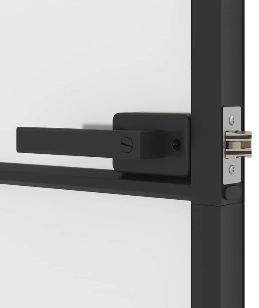 vidaXL Εσωτερική Πόρτα Μαύρη 76x201,5 εκ. Ψημένο Γυαλί και Αλουμίνιο