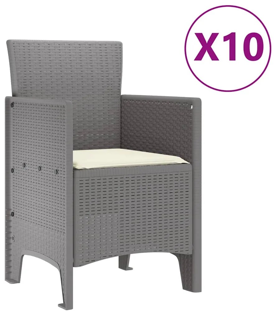 vidaXL Σέτ φαγητού για κήπο με μαξιλάρι 11 pcs Ανοιχτό γκρι και Κρέμα