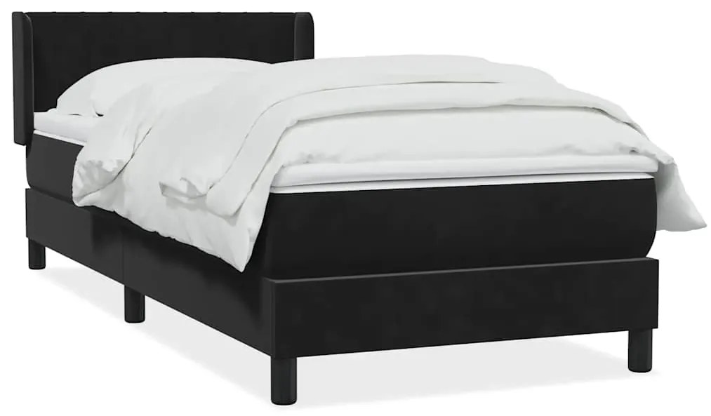 vidaXL Κρεβάτι Boxspring με Στρώμα Μαύρο 80x220 εκ. Βελούδινο