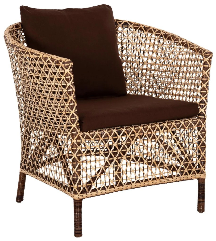 Καρέκλα - Πολυθρόνα SILMAR C6111 Καφέ - Φυσικό Rattan με Μαξιλάρια 82x76x85Υεκ. 82x76x85 εκ.
