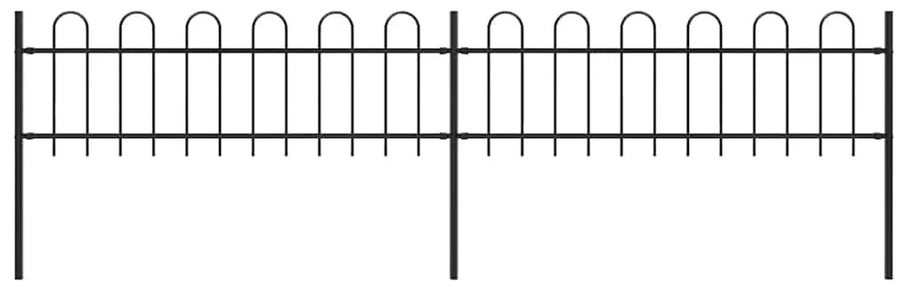 Φράχτης Κήπου με Κορυφή από Ατσάλι Μαύρος 359 x 60 εκ.