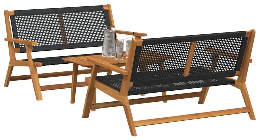 vidaXL Κήπου Καρέκλες με Τραπέζι 3 pcs Μαύρο 90 x 45 x 40 cm