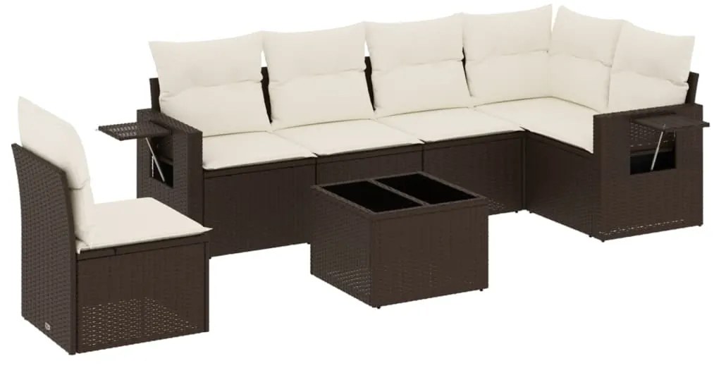 vidaXL Σαλόνι Κήπου Σετ 7 Τεμαχίων Καφέ Συνθετικό Ρατάν με Μαξιλάρια