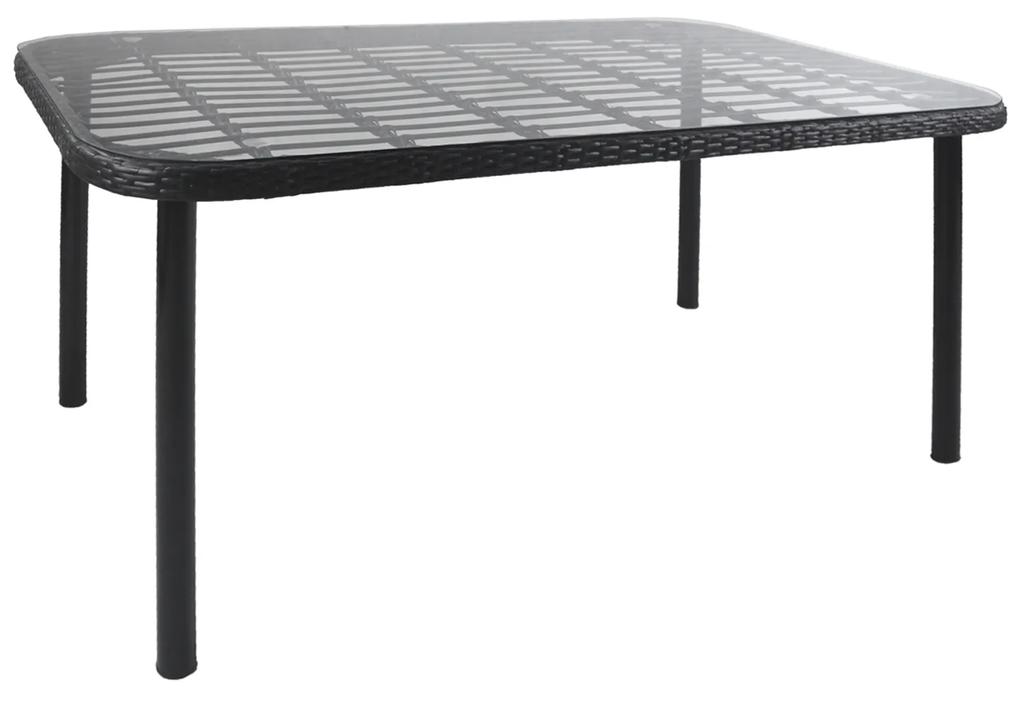 Τραπέζι Κήπου AMPIUS Μαύρο Μέταλλο/Rattan/Γυαλί 160x90x73cm - Πολυπροπυλένιο - 14510031