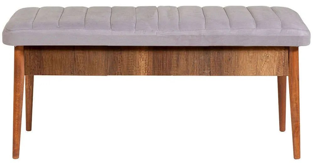 Σκαμπό Με Αποθηκευτικό Χώρο Vina Bench 869VEL5143 110x40x46cm Light Grey-Walnut