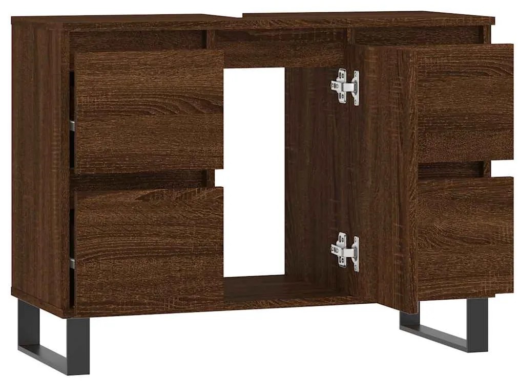 vidaXL Ντουλάπι Μπάνιου Καφέ Δρυς 80 x 33 x 60 εκ. Επεξεργασμένο Ξύλο