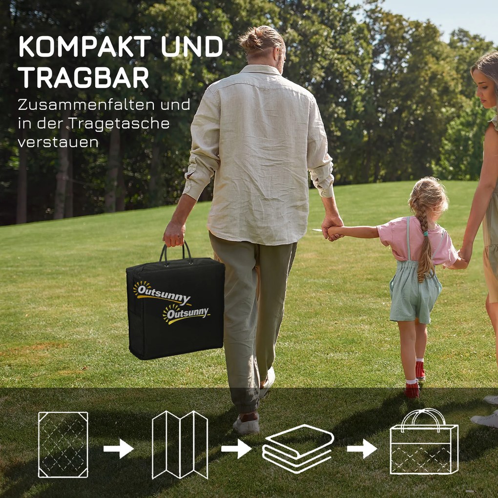 Outsunny Υπαίθριο Χαλί Χαλί Βεράντας, Ανθεκτικό στις Καιρικές Συνθήκες, Μοντέρνο Σχέδιο, 182 cm x 274 cm x 0,3 cm, Μαύρο + Λευκό