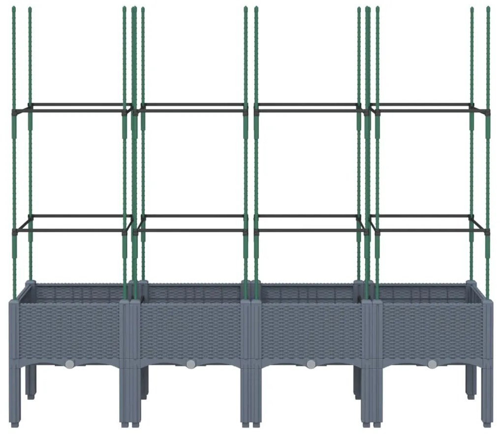 Ζαρντινιέρα Κήπου με Καφασωτό Μπλε Γκρι 160x40x142,5 εκ. από PP 367961