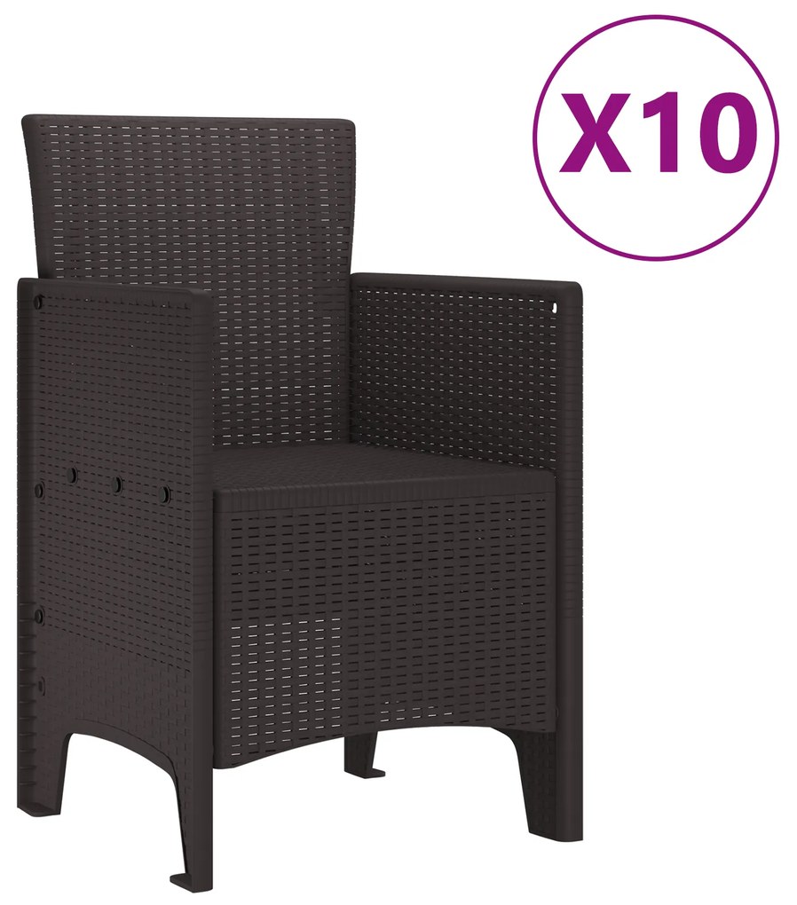 vidaXL 11 κομμάτι σετ τραπεζαρίας κήπου καφέ πολυ-ρατάν