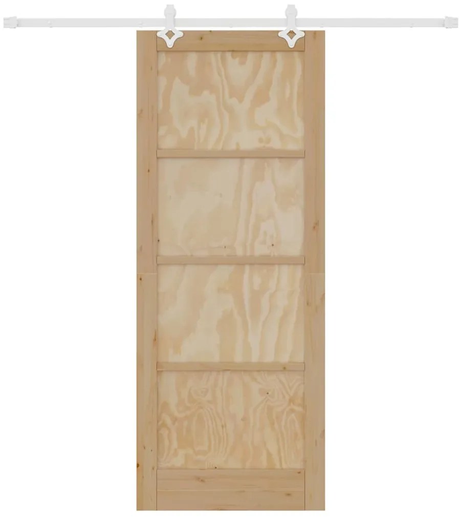 vidaXL Συρόμενη Πόρτα Καφέ 83 x 211 εκ. Στερεά ξυλεία πεύκου