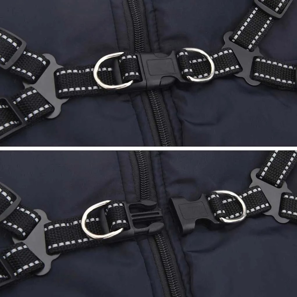 vidaXL Μπουφάν Σκύλου με ιμάντα Σκούρο μπλε 5XL Φλις και Πολυεστέρας