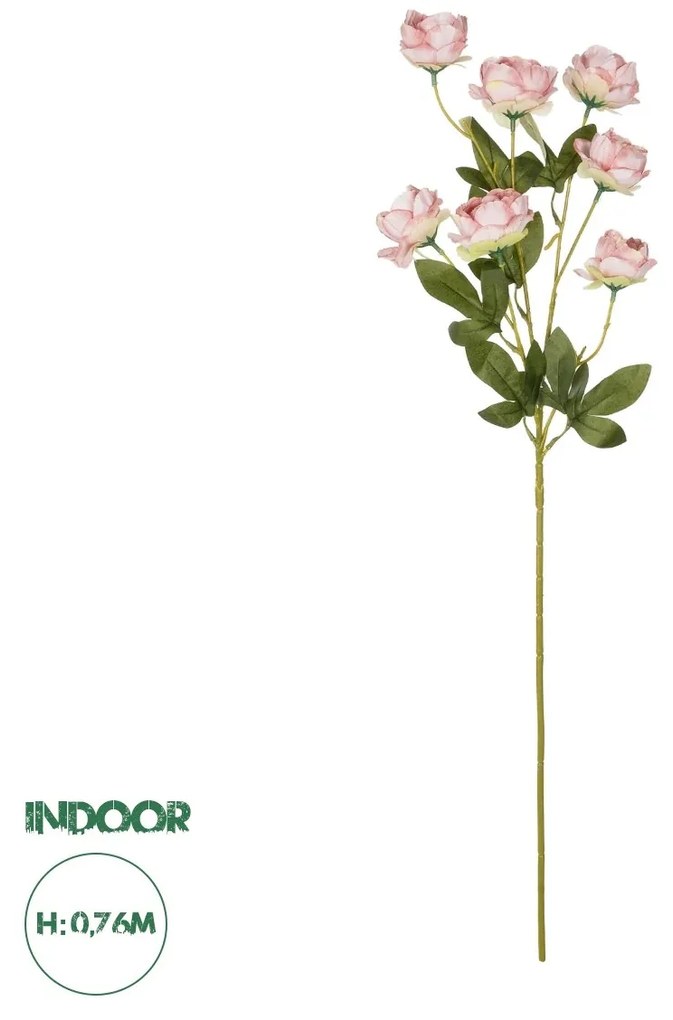 GloboStar® Artificial Garden PINK BRANCH PEONY 21296 Τεχνητό Διακοσμητικό Κλαδί Ρόζ Παιώνιας Y76cm