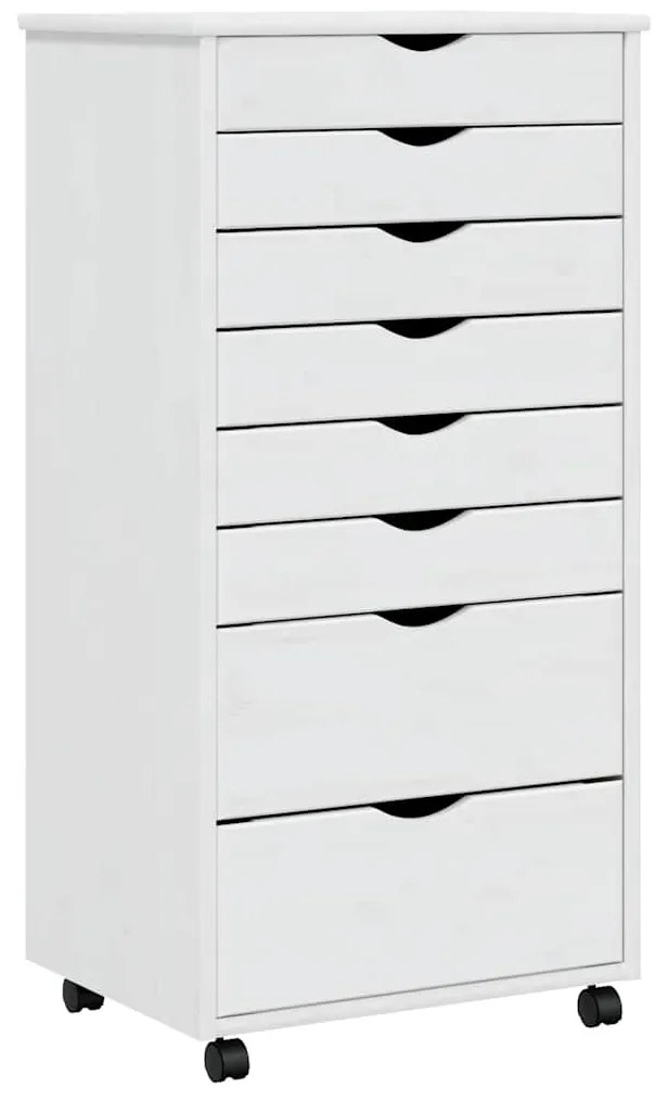 vidaXL Ντουλάπι Κυλιόμενο με Συρτάρια MOSS Λευκό από Μασίφ Ξύλο Πεύκου