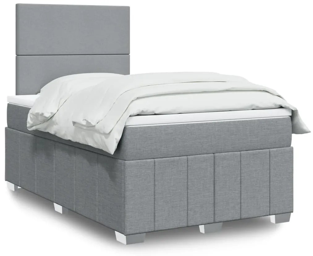 vidaXL Κρεβάτι Boxspring με Στρώμα Ανοιχτό Γκρι 120x200 εκ. Υφασμάτινο