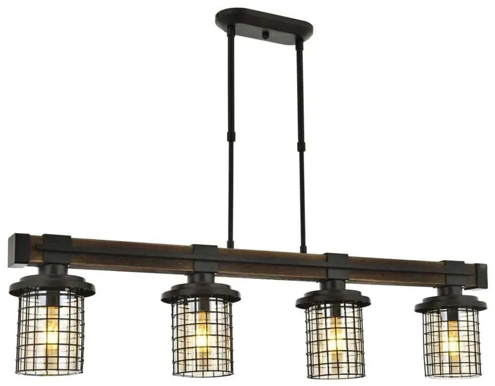 Φωτιστικό Οροφής - Ράγα 683AVN1403 95x15x70cm 4xE27 60W Black-Oak Opviq