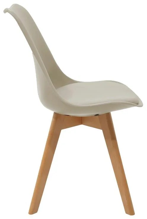 Καρέκλα Gaston pp-pu cappuccino με ξύλινο πόδι σε φυσική απόχρωση 48.5x53.5x83 εκ. 48.5x53.5x83 εκ.