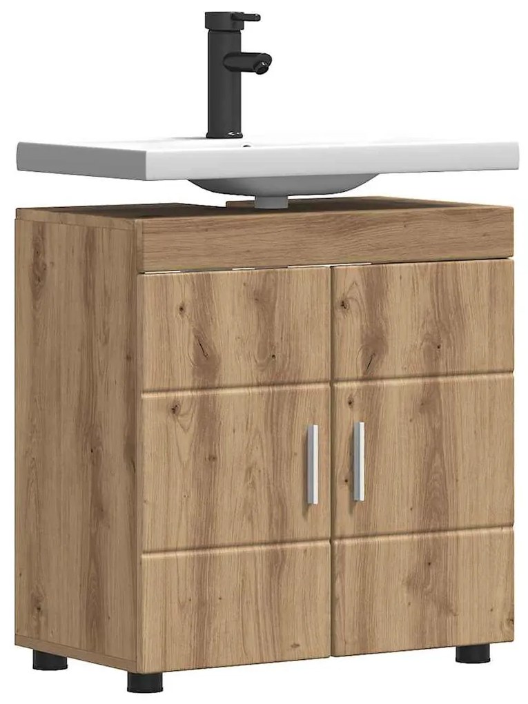 vidaXL Ντουλάπα νιπτήρα μπάνιου με πόρτα artisan δρυς 60 x 34 x 63 εκ