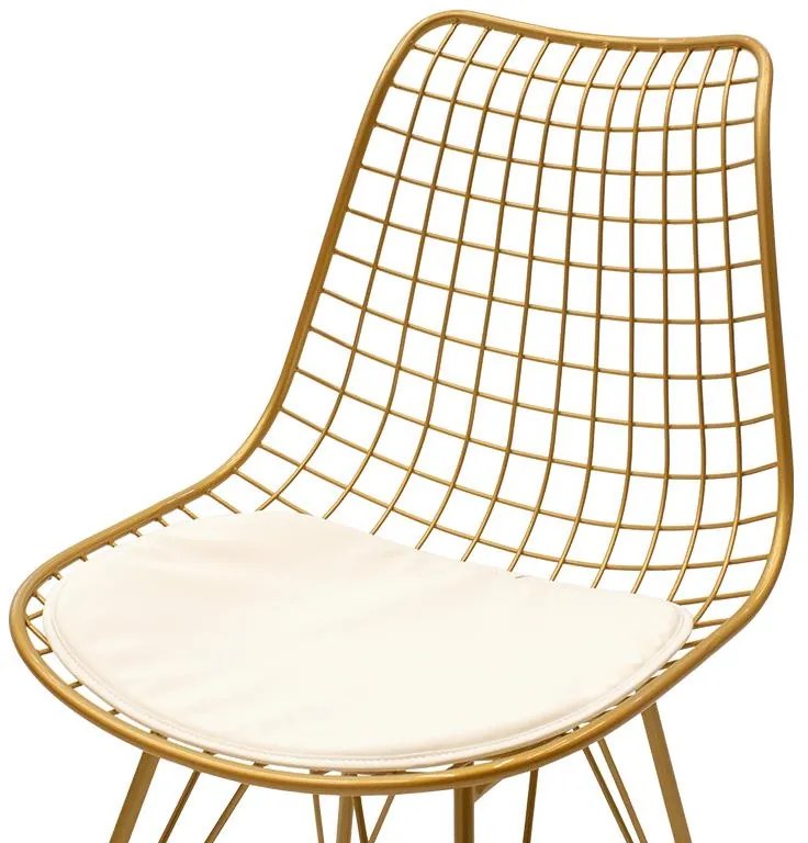 Καρέκλα Taj μέταλλο χρυσό-μαξιλάρι PVC λευκό 49x58x88.5 εκ.