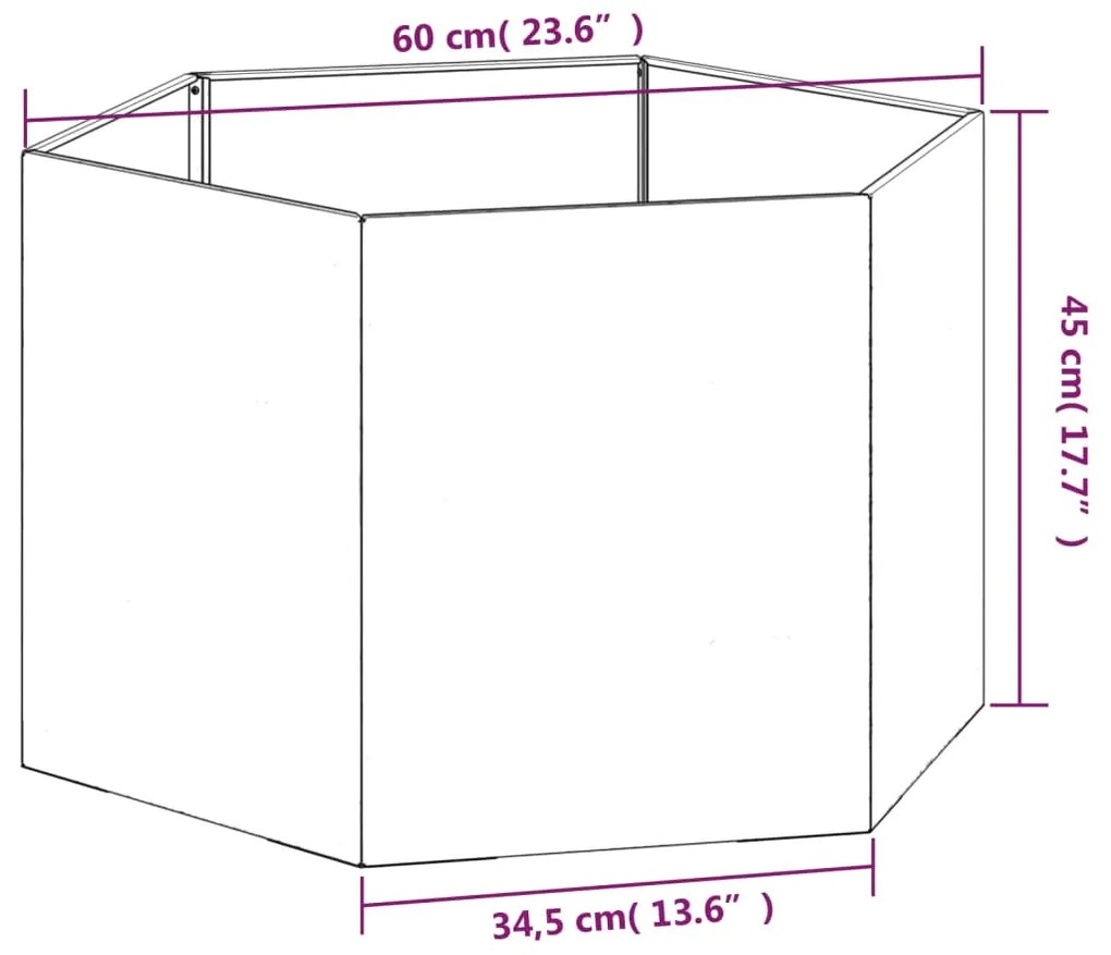 Ζαρντινιέρα Σκουρ. 60 x 60 x 45 εκ. Ατσάλι Σκληρυθέν στον Αέρα - Καφέ