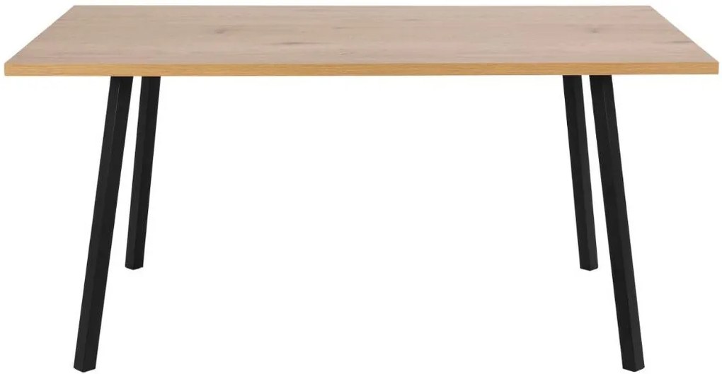 Τραπέζι Oakland 614, Μαύρο, Άγρια δρυς, 75x90x160cm, 22 kg, Ινοσανίδες μέσης πυκνότητας, Μέταλλο | Epipla1.gr
