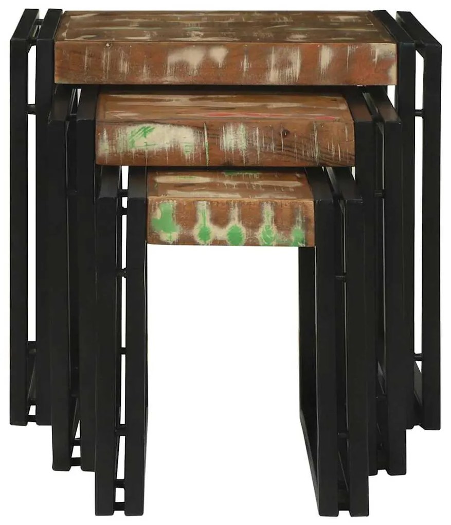 vidaXL Τραπέζι Σαλονιού με Στηρίγματα 3 pcs Καφέ και Μαύρο