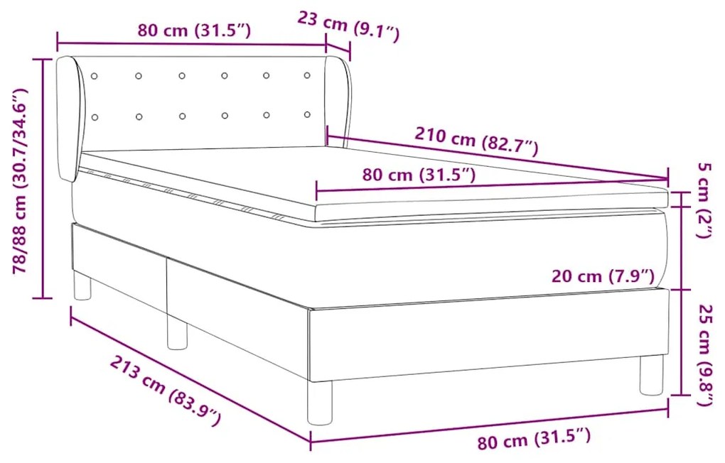 BOX SPRING ΚΡΕΒΑΤΙ ΜΕ ΣΤΡΩΜΑ ΡΟΖ 80X210 ΕΚ. ΒΕΛΟΥΔΙΝΟ 3317846