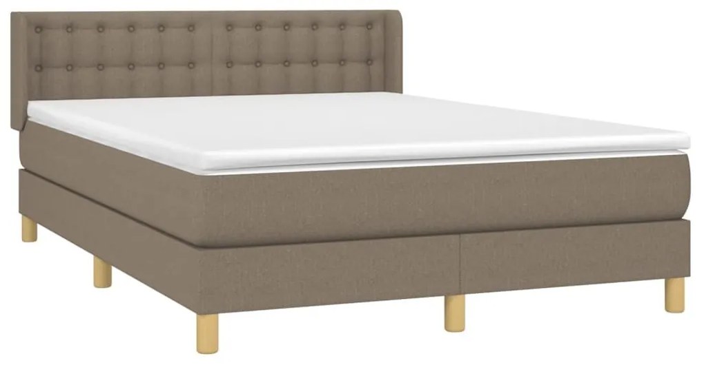 Κρεβάτι Boxspring με Στρώμα Taupe 140x200 εκ. Υφασμάτινο - Μπεζ-Γκρι