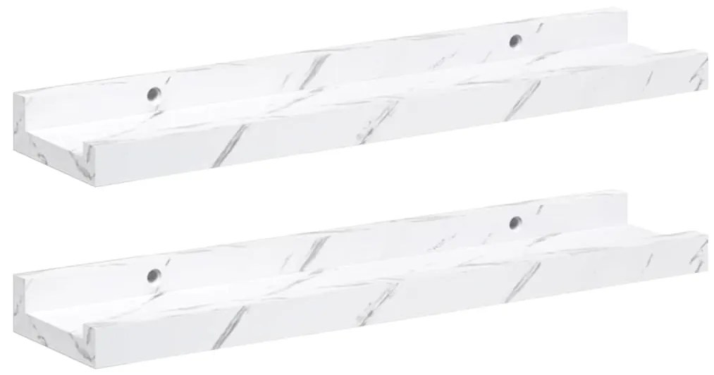 vidaXL Ράφι Τοίχου με ράφι Επιτοίχιο 2 pcs Λευκό Μάρμαρο 40 x 9 x 3 cm
