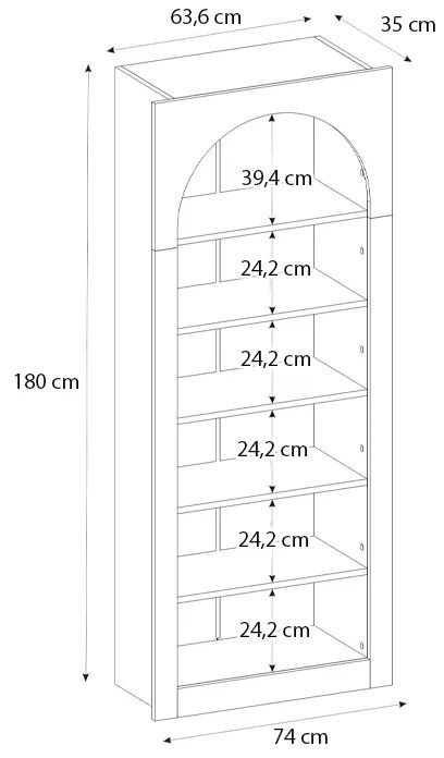 Βιβλιοθήκη Voila Megapap χρώμα λευκό 74x35x180εκ. - GP042-0314,1