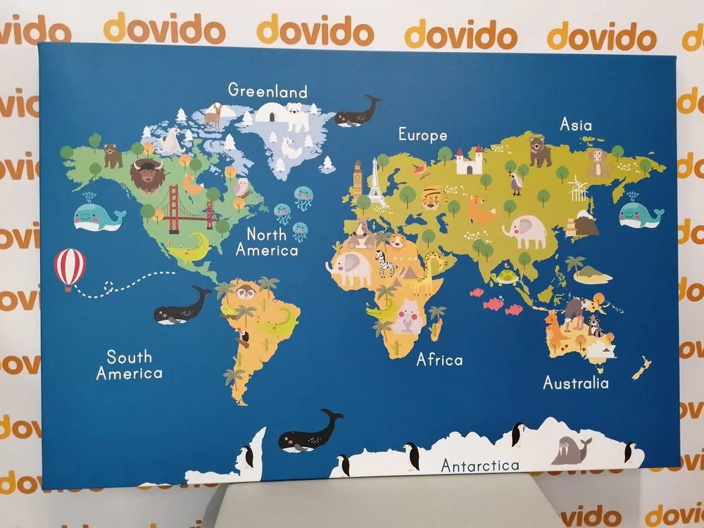 Εικόνα στον παγκόσμιο χάρτη φελλού για παιδιά - 90x60  color mix