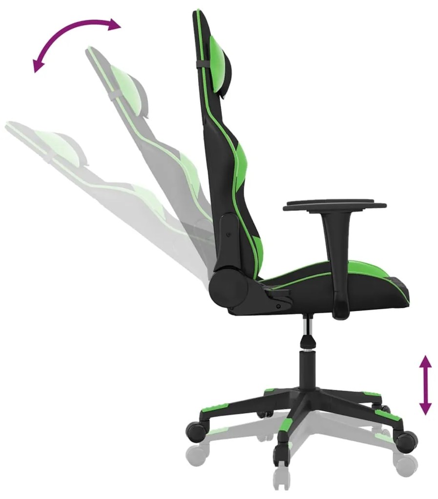 vidaXL Καρέκλα Gaming Μαύρο/πράσινο από Συνθετικό Δέρμα