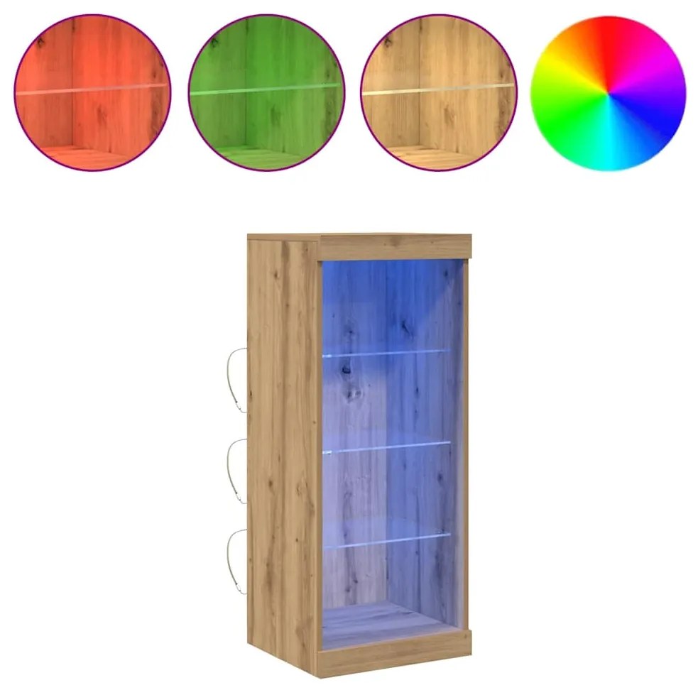 vidaXL Πλευρικό Τραπέζι LED Artisan Oak 41 x 37 x 100 εκ