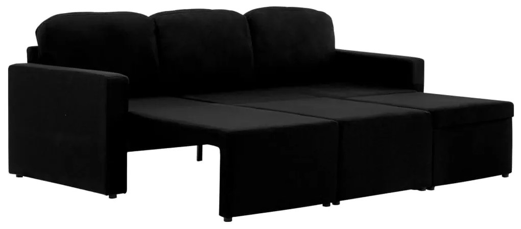 vidaXL Καναπές - Κρεβάτι Τριθέσιος Αρθρωτός Μαύρος Υφασμάτινος