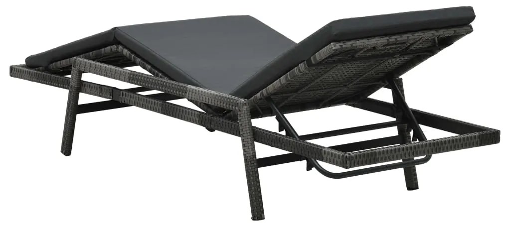 vidaXL Ξαπλώστρα Γκρι από Συνθετικό Ρατάν με Μαξιλάρι