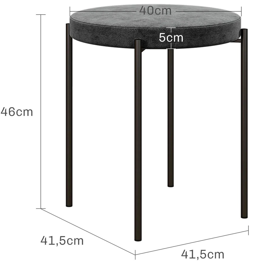 Σκαμπό κουζίνας HOMCOM σετ 4 τεμαχίων, στοιβαζόμενα, όψη βελούδο, έως 100kg, ατσάλινο πλαίσιο, 41,5 x 41,5 x 46 cm, Σκούρο Γκρι