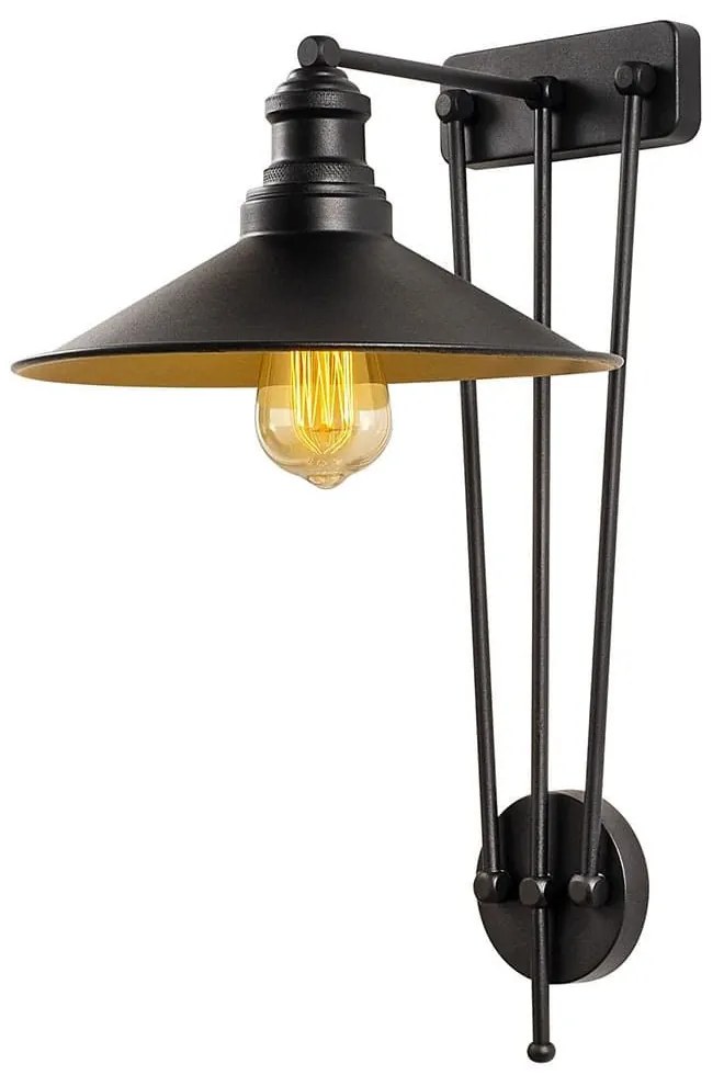 Φωτιστικό Τοίχου - Απλίκα Saglam 892OPV1236 28x34x53cm 1xE27 40W Black-Gold Opviq