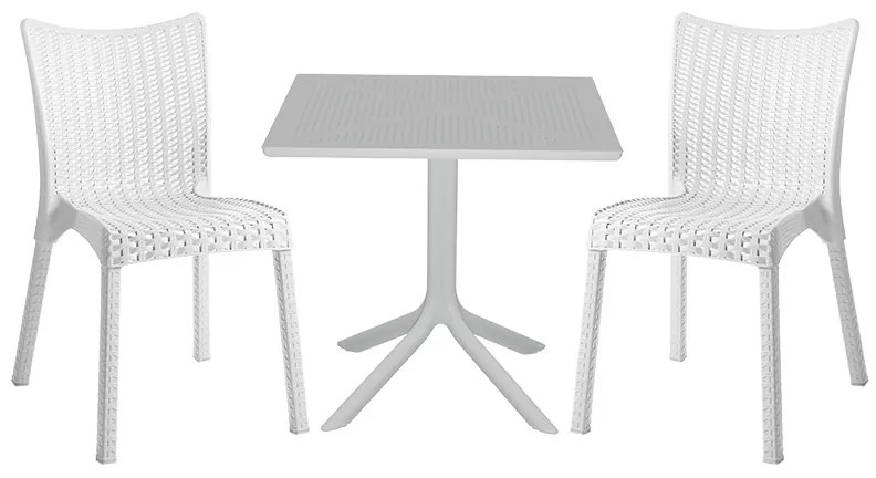 Τραπεζαρία κήπου Groovy-Confident pakoworld σετ 3τεμ PP λευκό 80x80x74,5εκ. - 253-000110 - 253-000110