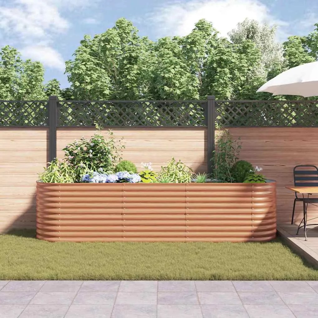 vidaXL Υπερυψωμένη Ζαρντινιέρα Καφέ 320 x 80 x 81 cm Ατσάλι