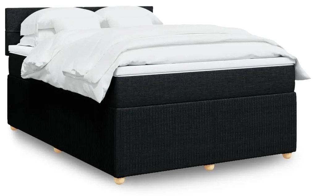 vidaXL Κρεβάτι Boxspring με Στρώμα Μαύρο 160x200 εκ. Υφασμάτινο