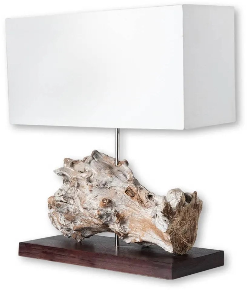 Table Lamp S Line Σετ Με Λευκό Υφαμάτινο Καπέλο Χειροποίητο Ξύλινο SS68-0091